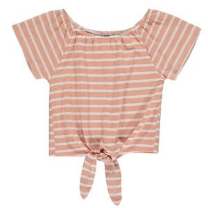 Peach Striped Short Sleeve Kids Tee